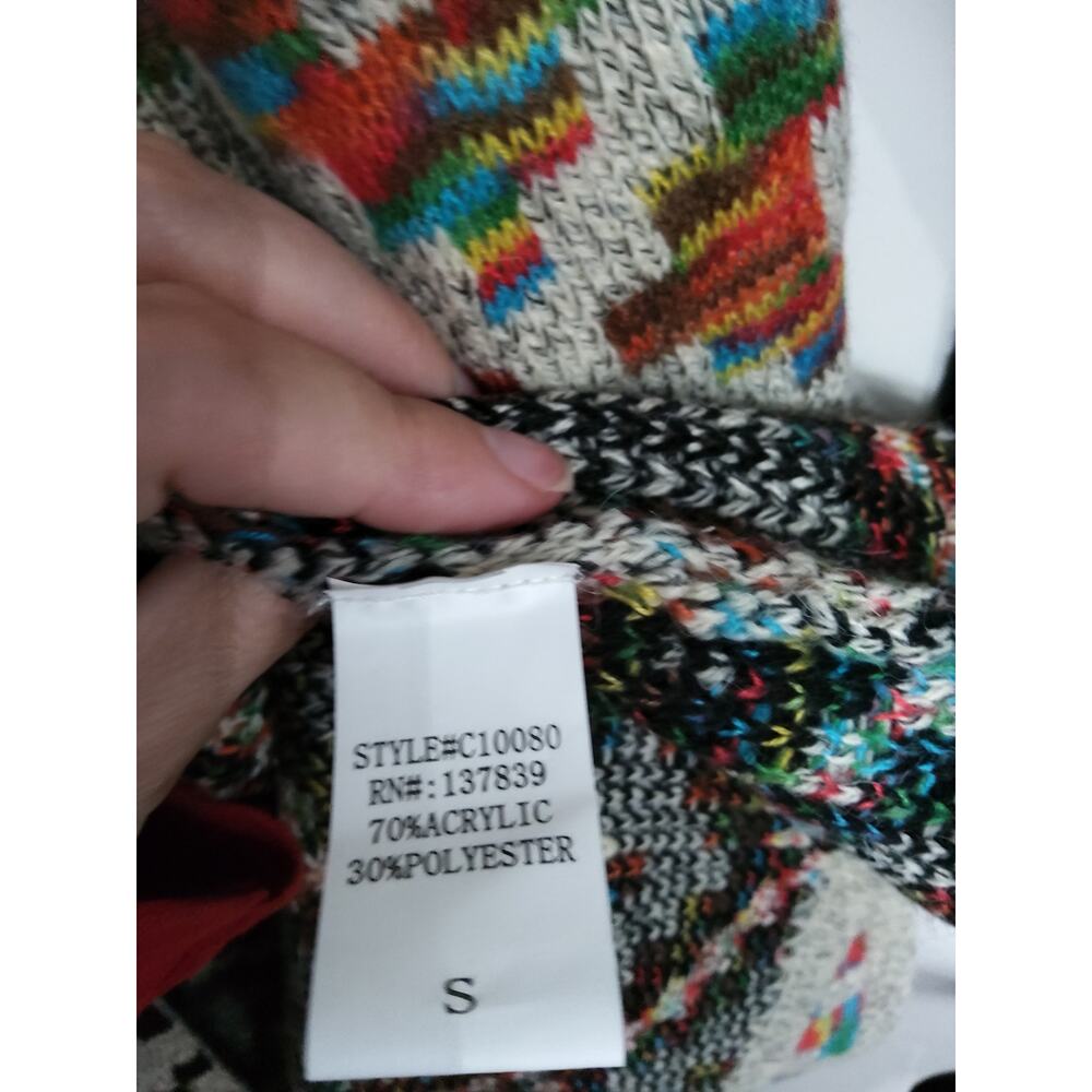 NWT chunky knit Aztec sweater cardigan sz S oversized Western native tribal boho - Picture 5 of 6